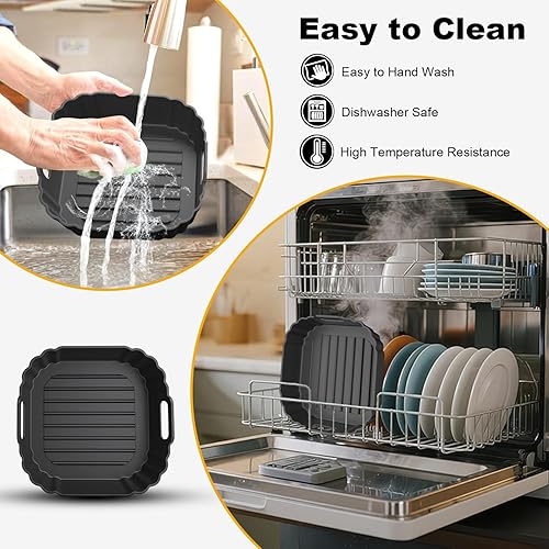 Miniatura 6 de Paquete de 2 forros cuadrados pequeños de silicona para freidora de aire de 6.2 pulgadas para Chefman Mini, DASH, COSORI, COMFEE, Instant, DEIME