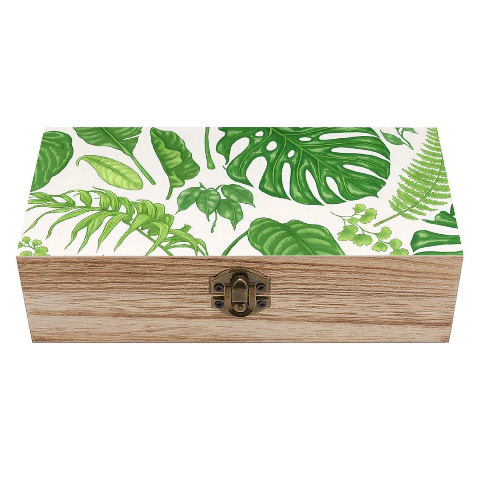HLBSDM Tropical Leaves Retro Wooden Storage Box Jewelry Art Gift Boxs Decorative Keepsake Boxes