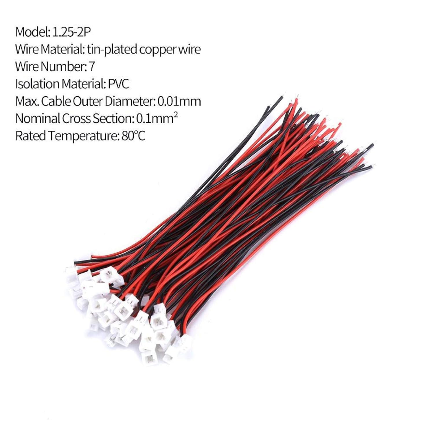 2 Pin 3 Pin Micro Electrical Male Female Connector Plug, Plated Copper Wire 20 Sets Micro AWG JST 1.25MM with Terminal Adapter Cable for Circuit Board LED Strip Light Adapter RC Toys Batteries(2Pin)