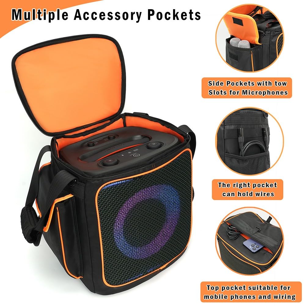 EVA-Rucksack-Tragetasche für JBL für Partybox 2 Encore, Hartschalen-Aufbewahrungstasche mit verstellbaren Trägern, Schwarz