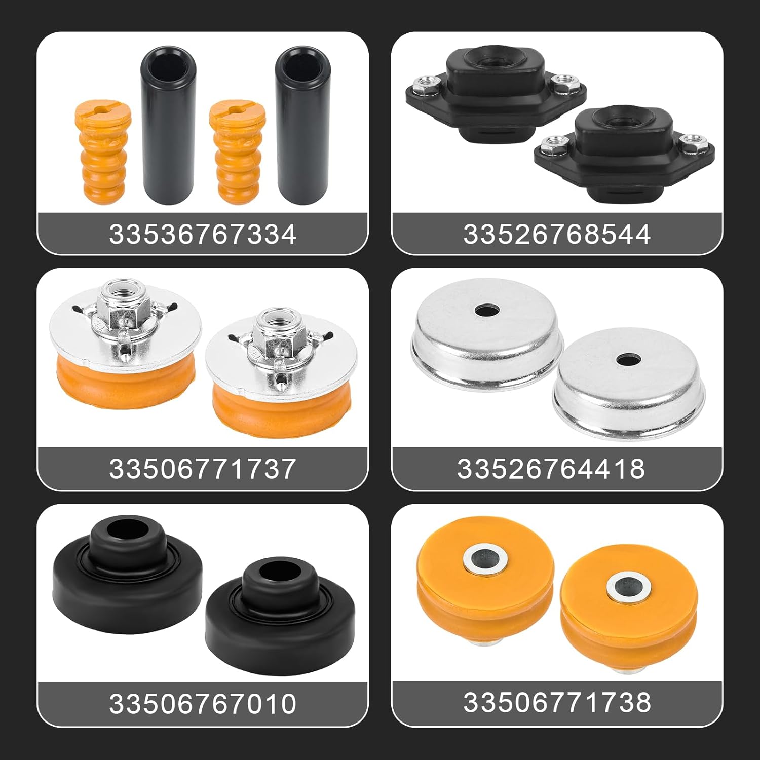 Compatible for BMW E82 E87 E88 E90 E92 2006-2013 Rear Upper Lower Shock Absorber Mount Grommet Bump Stops Kit 33506767010 33526768544 33536767334 33506771738 33506771737