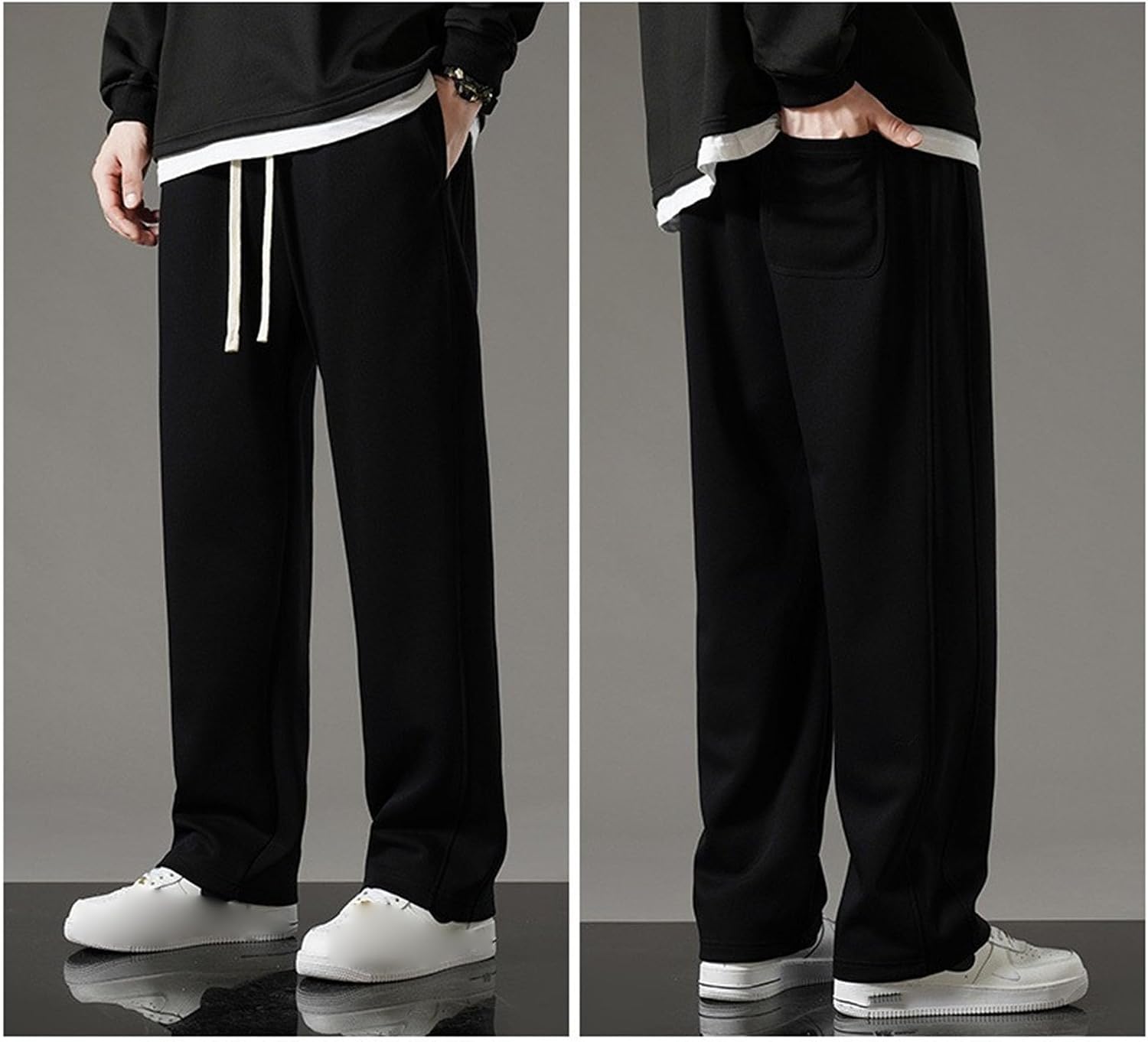 DGHM-JLMY Men's Straight Leg Athletic Lounge Pants with Pockets Relaxed Casual Drawstring Sweatpants Casual Jogger Yoga Pants