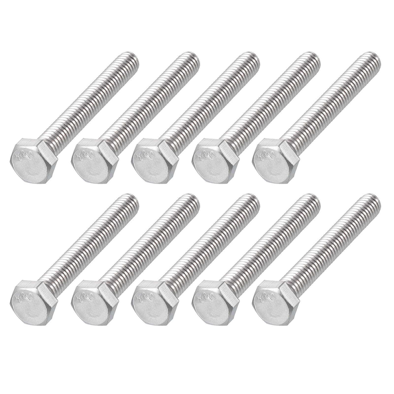 METALLIXITY Hex Head Bolts (5/16-18 x 2-1/2") 15Pcs, 304 Stainless Steel 18-8, Fully Threaded, External Hex Drive