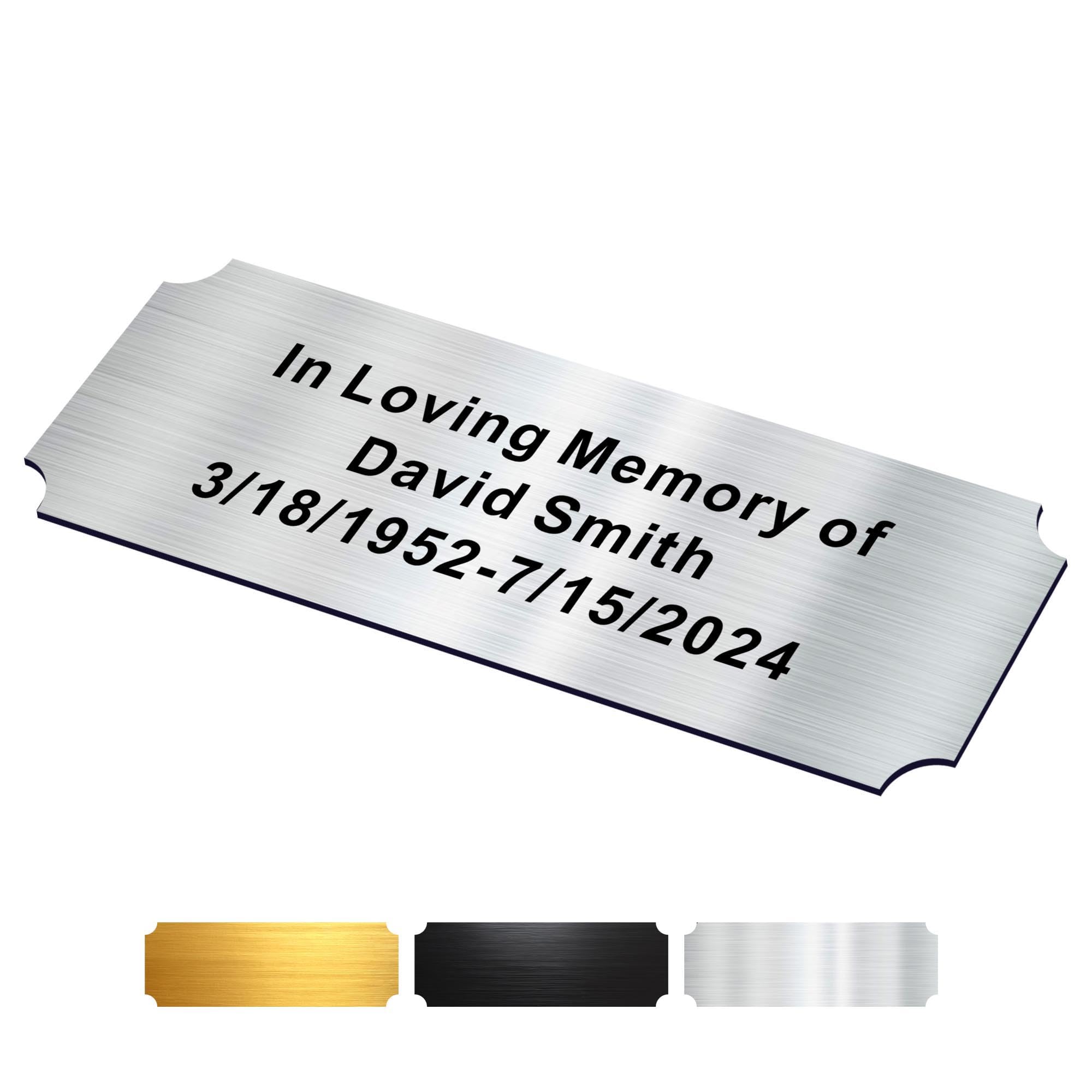Engraved Plaques Personalised Memorial Plaques for Doors Urns Solid Metal Plate Engraved 1x3in Name Plate Name Label Plaque Name Tags with Adhesive Backing (Sliver-1x3in, Design 1)