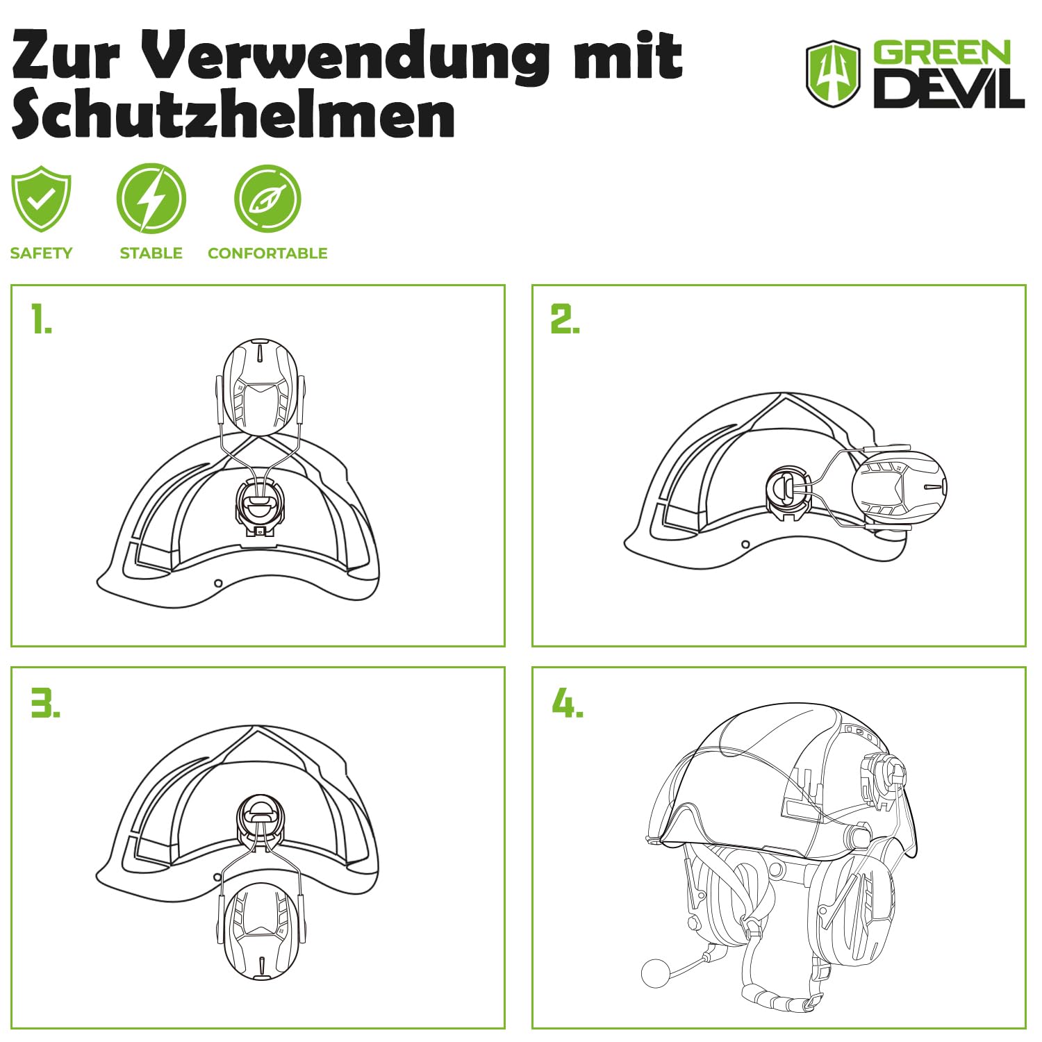 GREEN DEVIL Shield LD Aktiver Gehörschutz - elektronischer Gehörschützer mit Bluetooth 5.3 Technologie Integriertes Mikrofon EN352-konforme SNR 32dB für Mähen und Lärmintensive