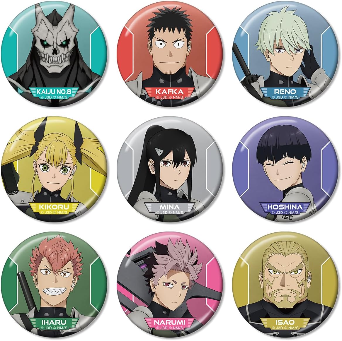 Monster 8 Trading Metallic Tin Badges Box of 9