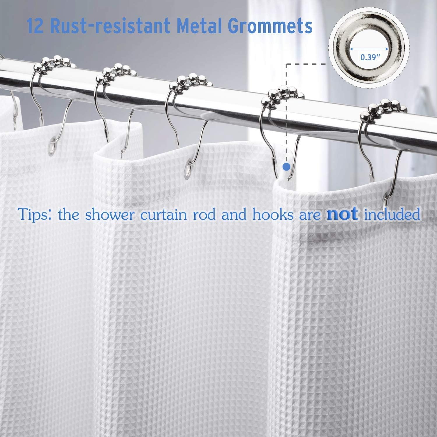 Amazer Shower Curtain Hooks Rings and AmazerBath Waffle Shower Curtain
