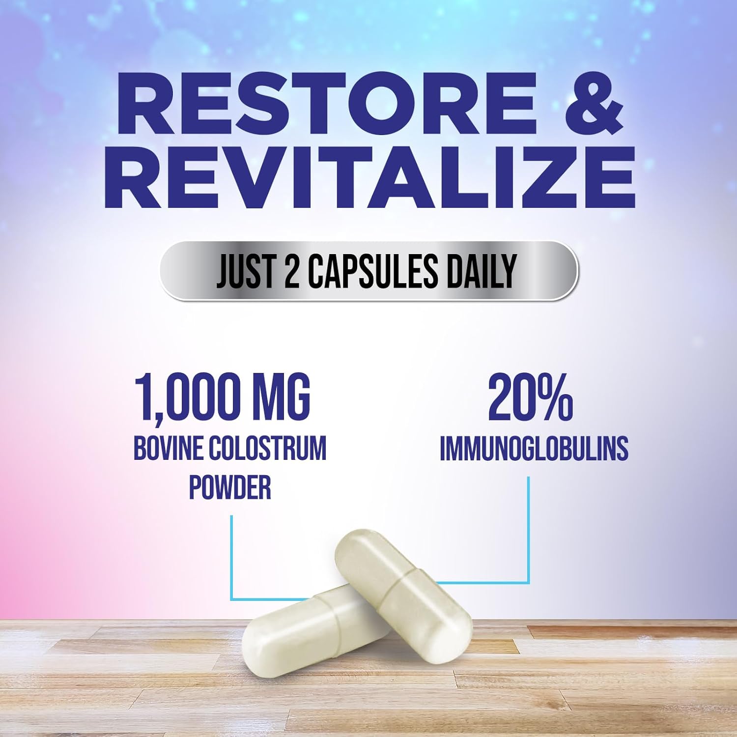 Colostrum Supplement 1000mg - 20% Immunoglobulins for Muscle, Skin & Hair Support - Gut Health Digestive & Immune Support - Bovine Colostrum Powder - Natural, Gluten Free & Unflavored - 120 Capsules - Image 3