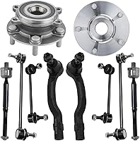 Vista 136 de Detroit Axle - Kit de suspensión de 14 piezas para Jeep Liberty 2006-2007, 2 cubos de rodamiento de ruedas, 2 brazos de control superior, 2 rótulas