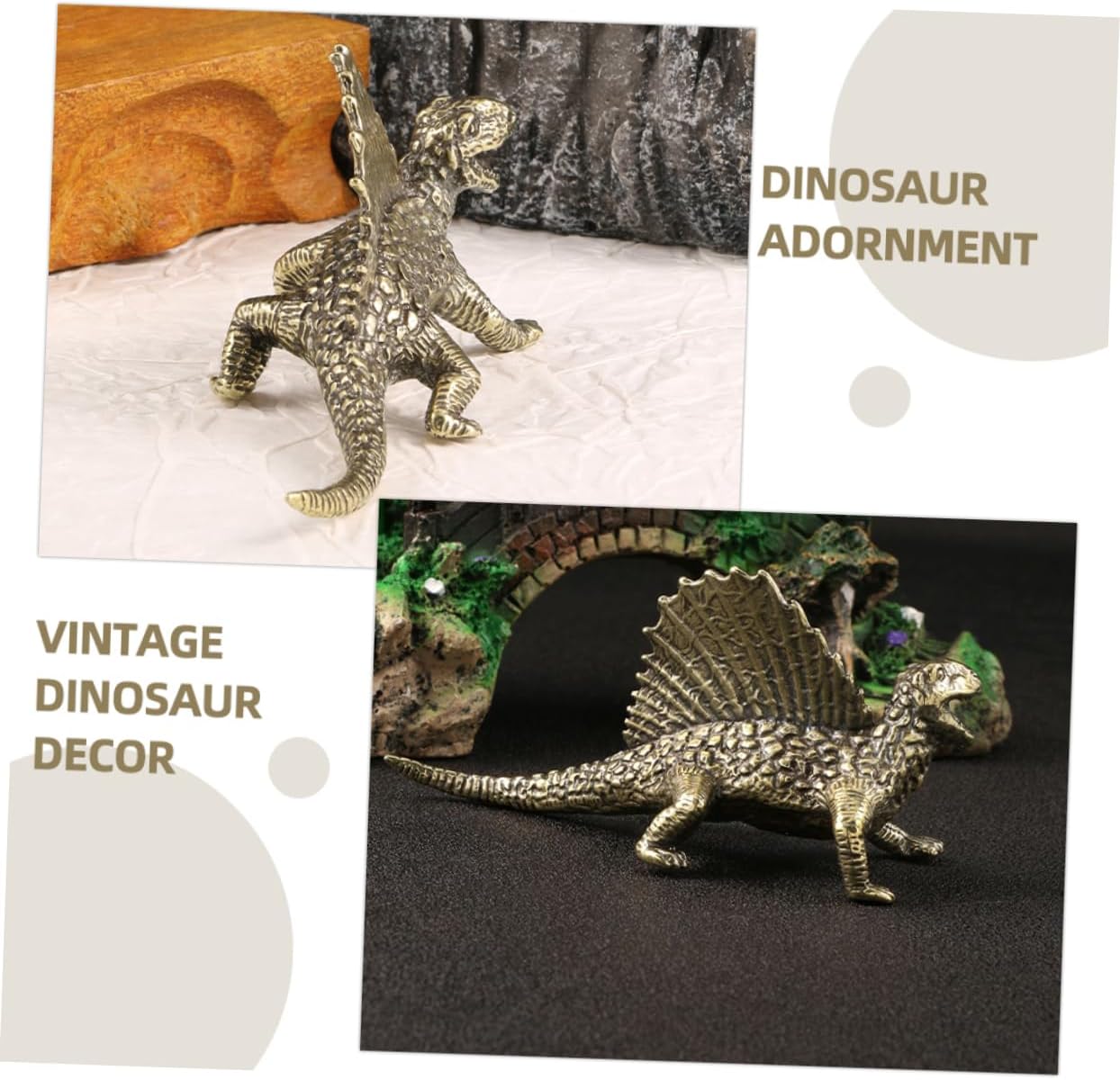 Brass Dinosaur Statue Decor Microlandscape Dimetrodon Dinosaur Birthday Decorations
