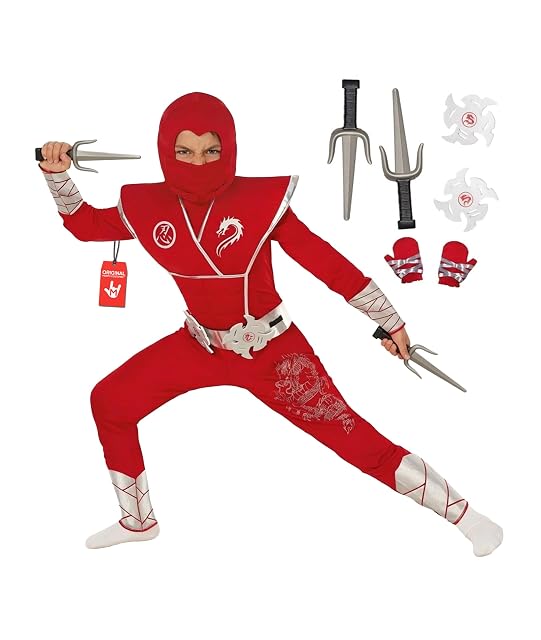 Morph Disfraz Ninja Niño, Disfraz Ninja Halloween Niño, 10-12 años