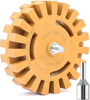 Decal Eraser Wheel 4 Inch Pin Stripe Removal Tool 1 Pack Adhesive Remover Wheel with Pad & Adapter Graphics Removal Tool Eraser Wheel Decal Remover (Slotted Solid Rubber Wheel)