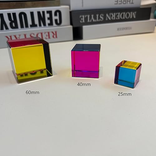 Miniatura 2 de UAKZMNE CMY Cube mezcla de colores con soporte de exhibición pulido de diamante, juguetes científicos y educativos, magníficos juguetes de física