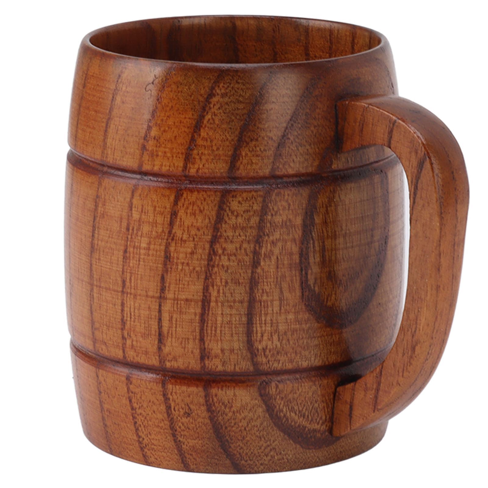 Ejoyous Kubek z Piwa Drewnianego, 300 Ml Drewniany Dzban Piwa z Uchwytem do Piwa Drewniany Kubki Piwo Kubki Pijące Filiżanki do Herbaty, Mleka, Piwa, Kuchni, Domowego Skalrypolu