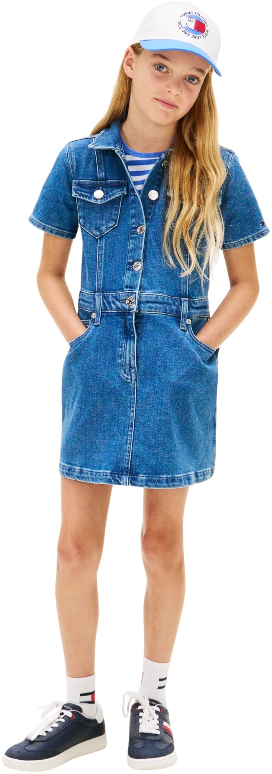 Tommy Hilfiger Mädchen Denim Trucker Dress Ss Kg0kg09357 Kleider (1er Pack)