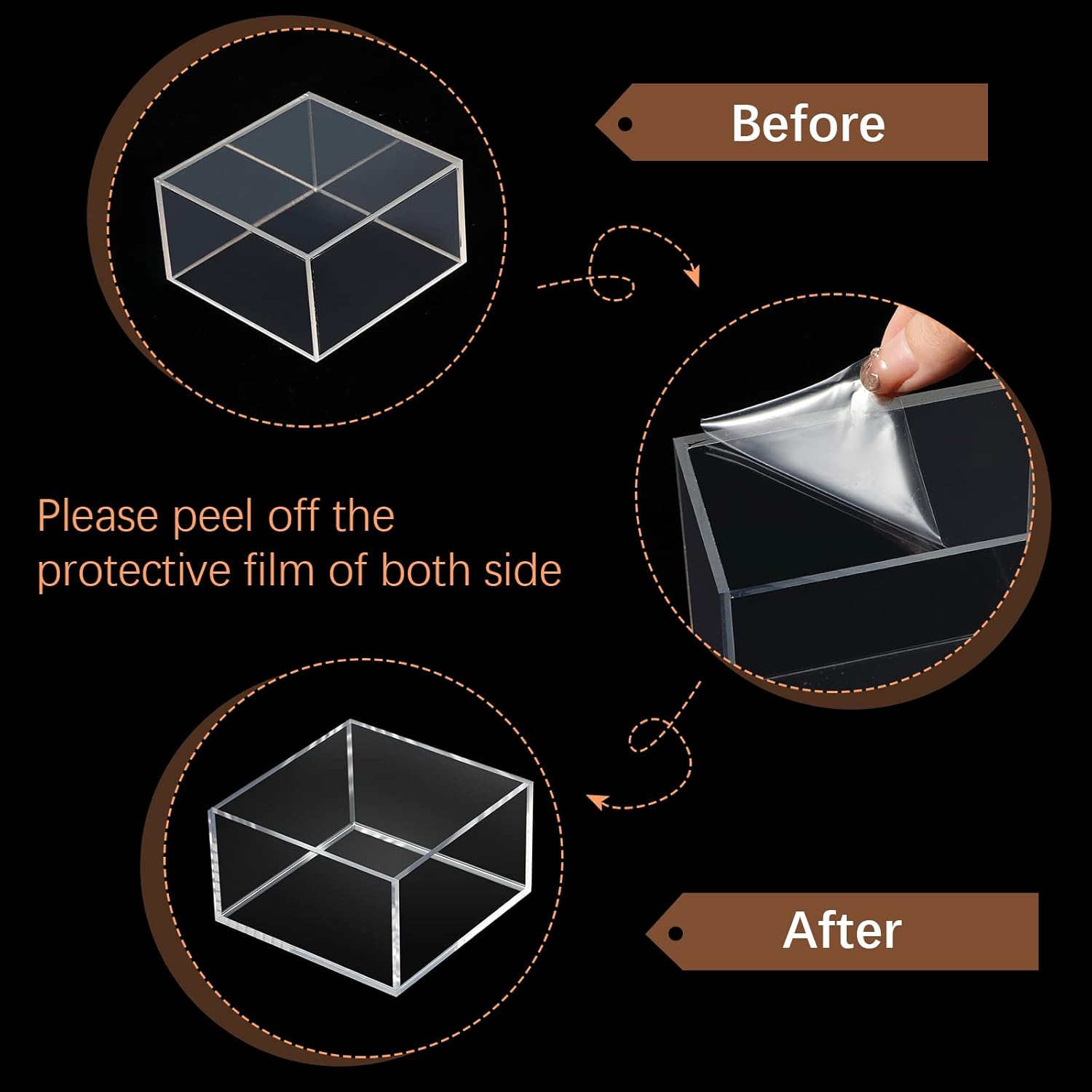 Geelin 6 Pack Acrylic Risers for Display Acrylic Cube Boxes Risers Display Stands with Hollow Bottoms Decorative Stand for Jewelry Candy Table Decor 6 Sizes(Clear)