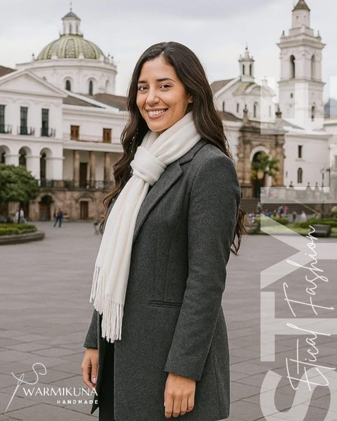 Handmade Wool Blend Cashmere Shawl, Winter Scarf for Women – Elegant and Warm Design - Image 5