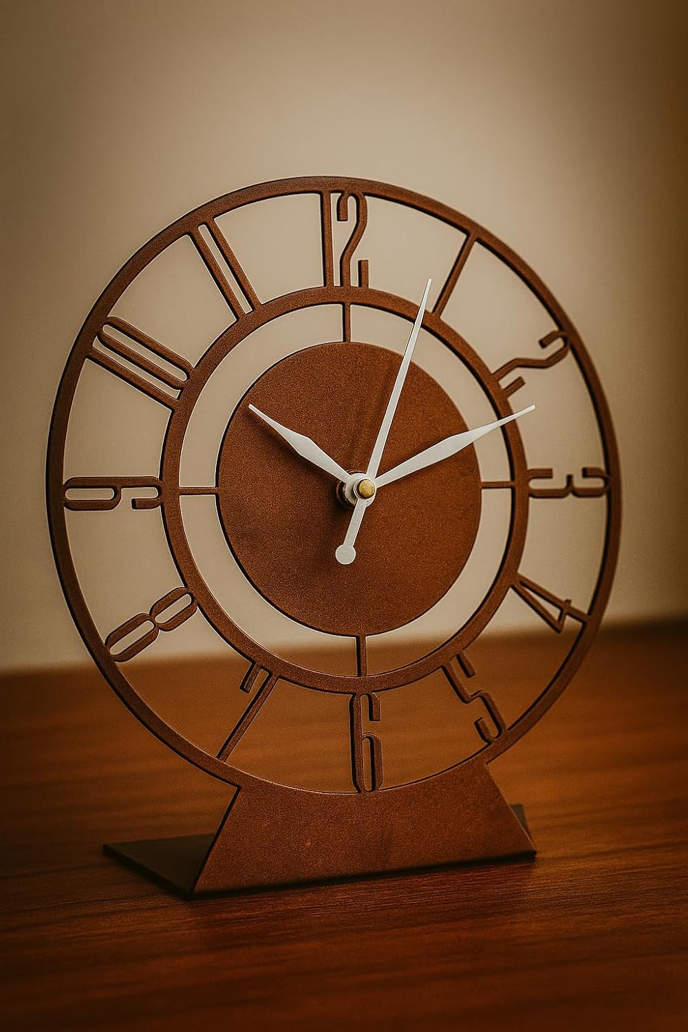 Ingo creation Modern Artistic Decorative Metal Table Analog Clock with Sweep and Silent Machine, Desk Clock for Living Roo...