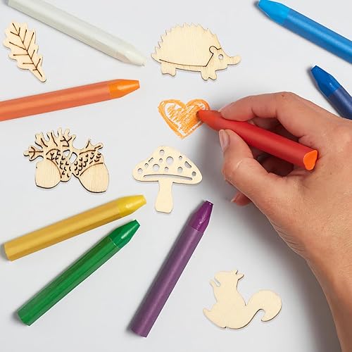 Miniatura 3 de NUOBESTY 50 piezas de recortes de plantas de madera sin terminar en blanco Rebanadas de animales de madera Piezas de bosque de madera para adornos