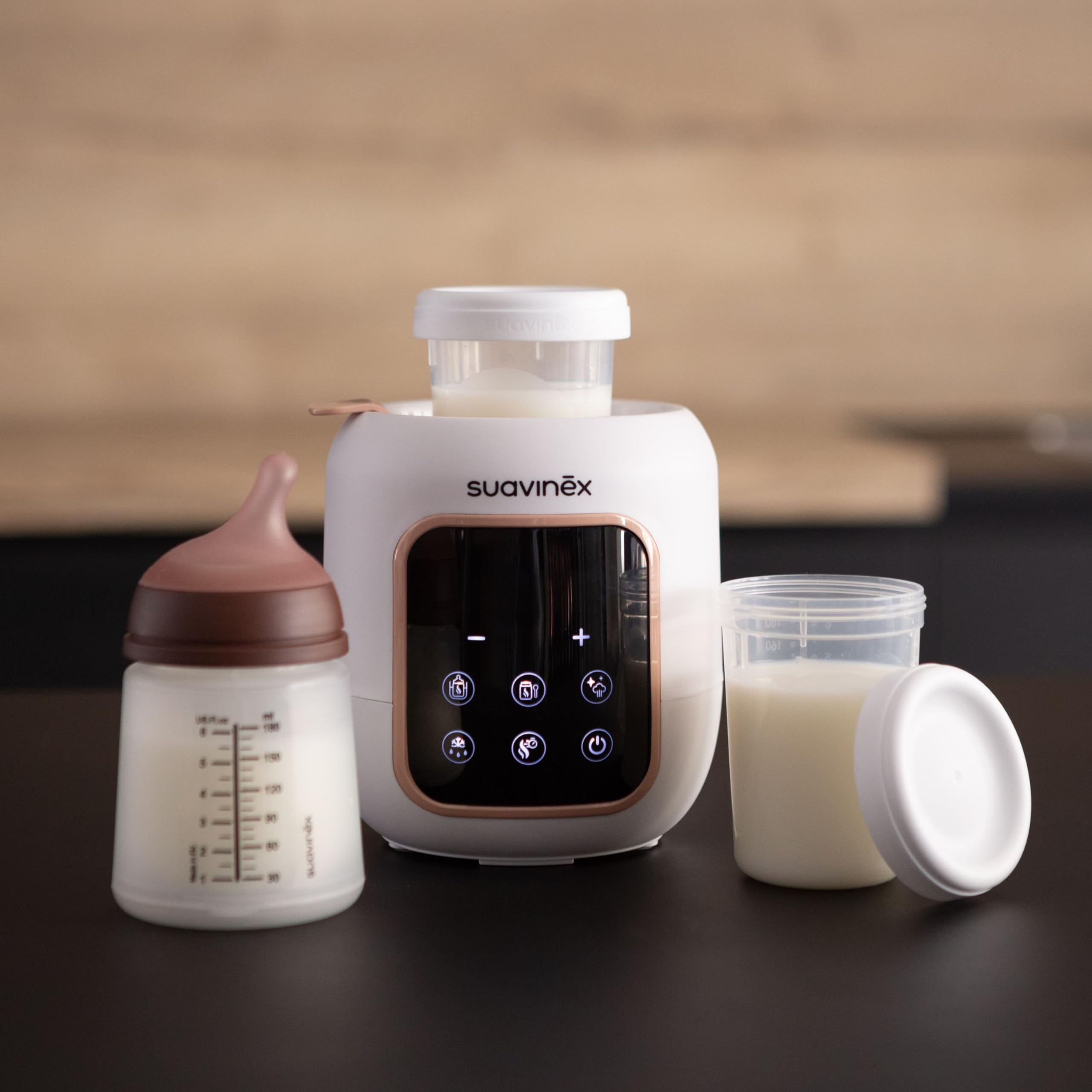 Suavinex, 10 Pots de Conservation du Lait Maternel. Pour stocker et transporter l'aliment du bébé. Pots Hermétiques. Anti-Fuite. Avec couvercle à vis. Réutilisables. 10 unités