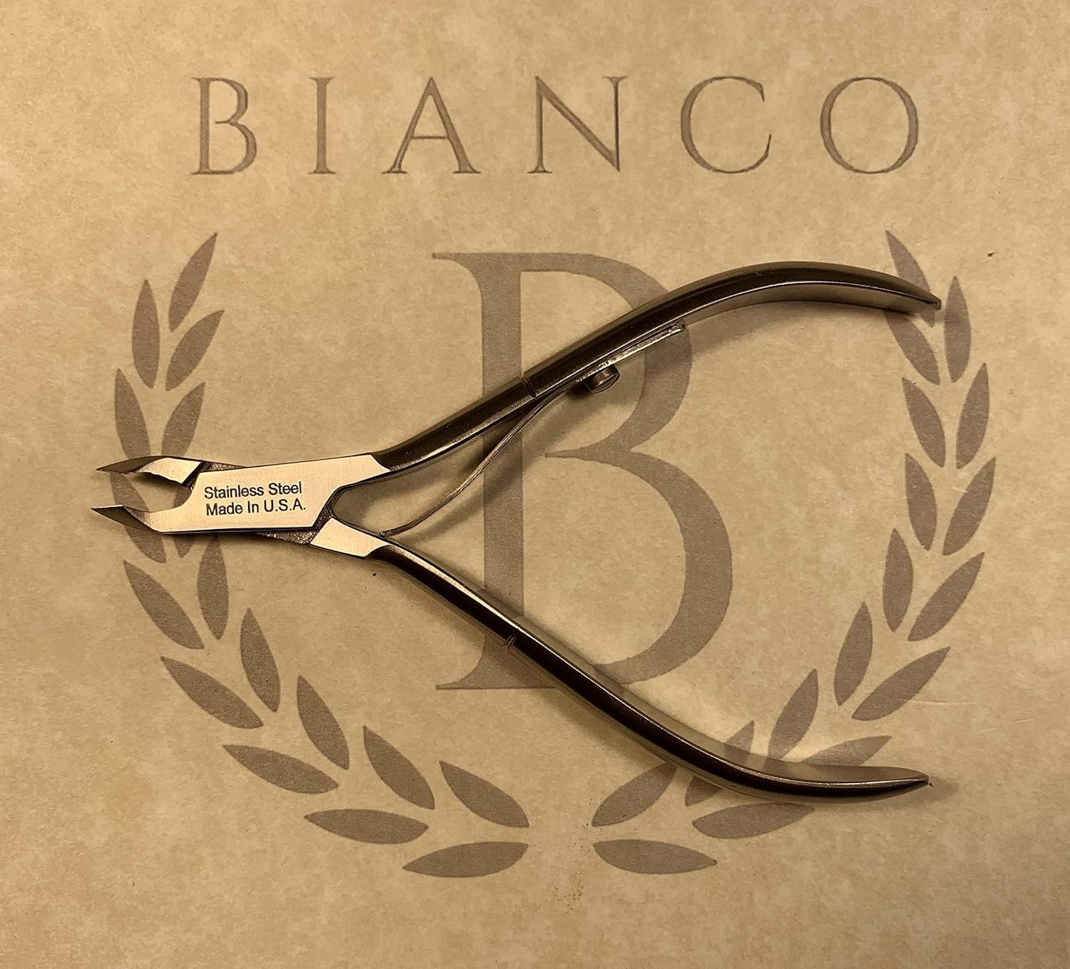 Bianco Instruments BI-2524HD 4'' Stainless Steel Cuticle Nipper - Half Jaw, Double Spring, Made in USA