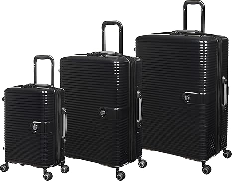 review it luggage Helixian 3 Piece Hardside 8 Wheel Expandable Spinner Set, Black, 3 Pc