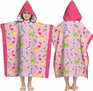 Hooded Towels for Kids -Toddler Beach Towel- Super Absorbent & Quick Dry 100% Cotton 28x28Inch - to Kid Ages2-6- Dinosaur Swim Towels