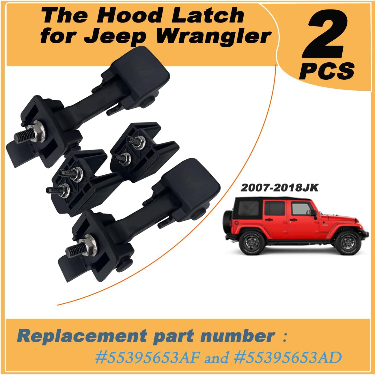 Hood Latch Replacement Sets for Jeep Wrangler JK 2007-2018,Rubber Hood Latch Catch 2PCS