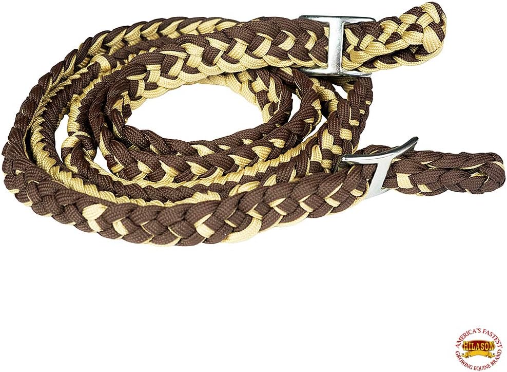HILASON 1" X 8Ft Braided Poly Barrel Reins Horse Racing Flat Grip Knots