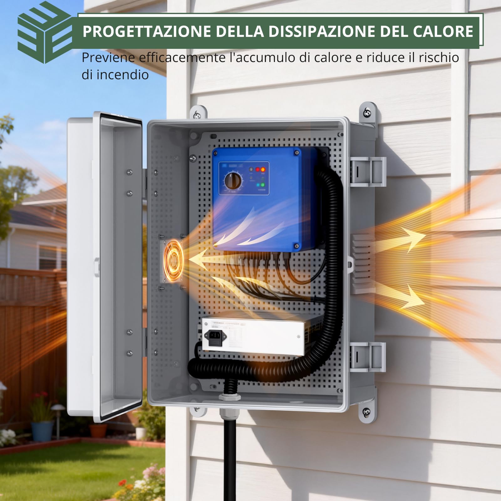 EYPINS Scatola di Derivazione Impermeabile per Esterno IP67, Scatola di Protezione 400x300x160 mm,con Griglie di Ventilazione,20 Pezzi Passacavi a Tenuta Stagna con Ghiera