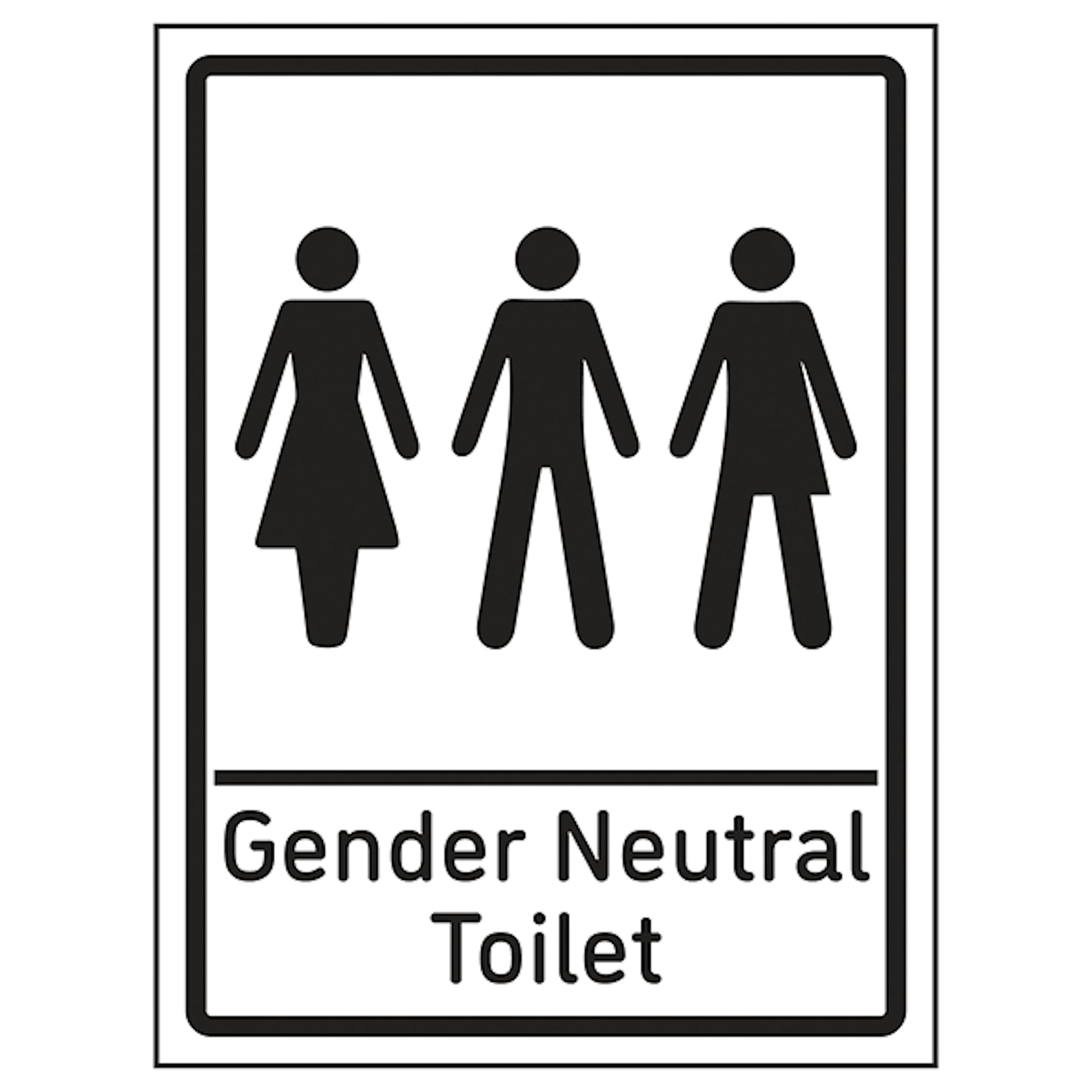 V Safety Gender Neutral Toilet 200 x 300 mm - Glow In The Dark 1mm Rigid Plastic Safety Sign