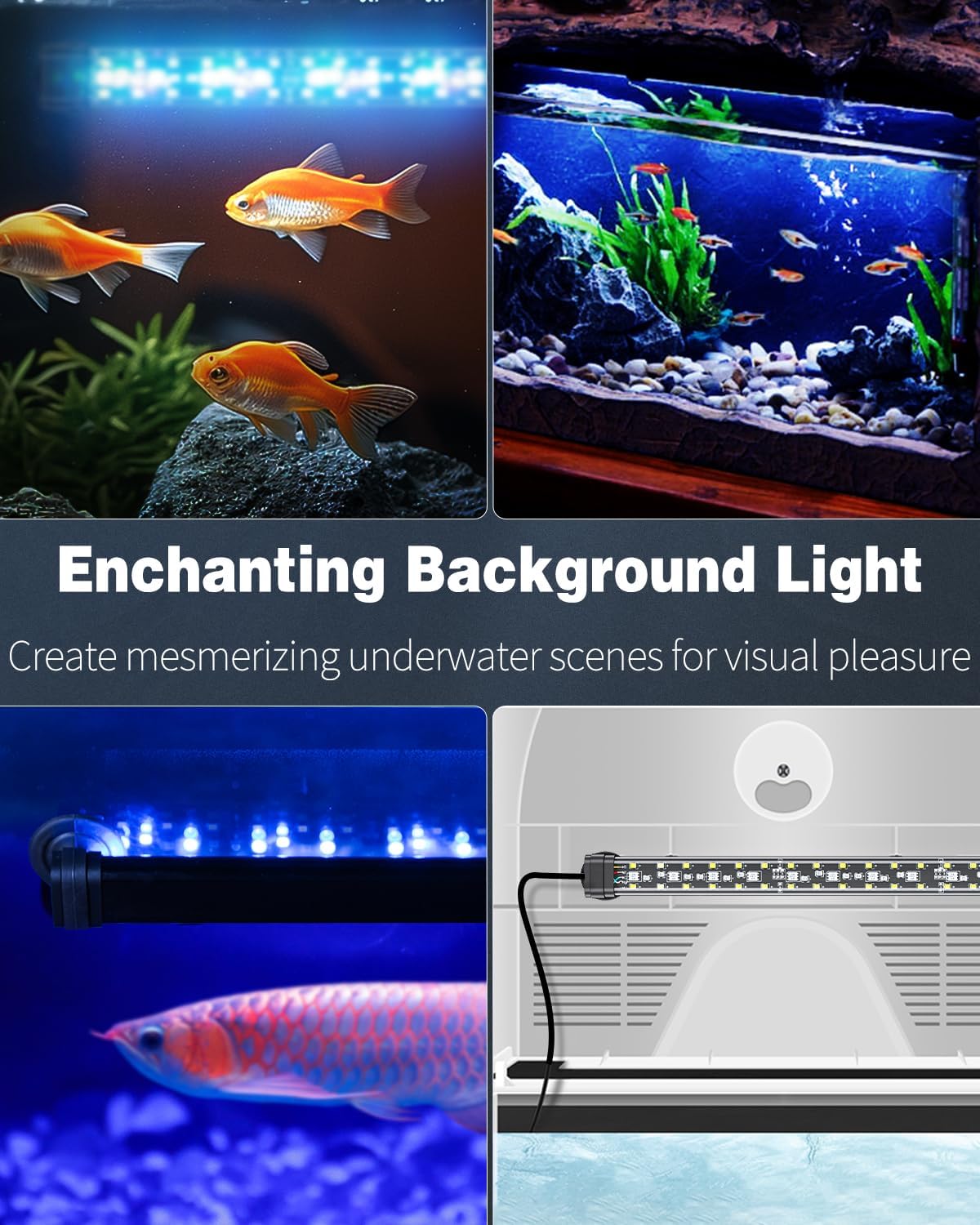 Pawfly 10 W Aquarium LED Light 20 Inch 24/7 Fish Tank Light with Full Spectrum Brilliant White Blue Red Green Lights Multi-Colored LEDs with D/N Mode Single Color Effects Timer & Adjustable Brightness - image 8