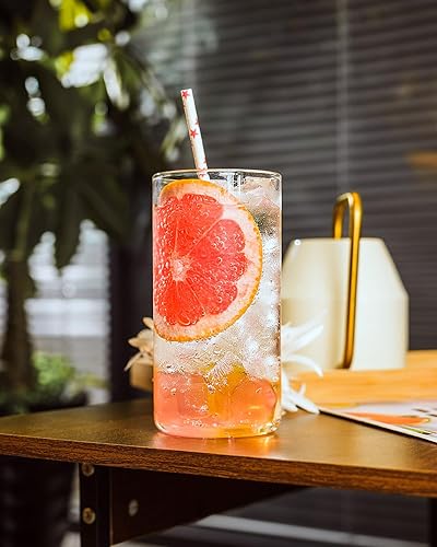 Miniatura 8 de LUXU Vasos para beber de 19 onzas, juego de 6 vasos altos delgados, vasos de vidrio altos transparentes para agua, jugo, cerveza, bebidas y cócteles