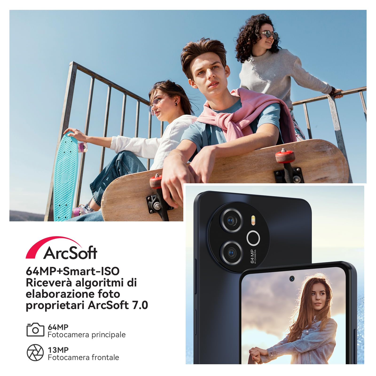 Blackview Shark8 Smartphone, 16GB RAM+256GB ROM/2TB-TF, MediaTek Helio G99, 6.78'' FHD+/120Hz, 64MP+13MP, 5000mAh/33W, Android 13, 4G Dual SIM Telefono, NFC/Face ID/Fingerprint/OTG/3 Slot/3.5mm Jack