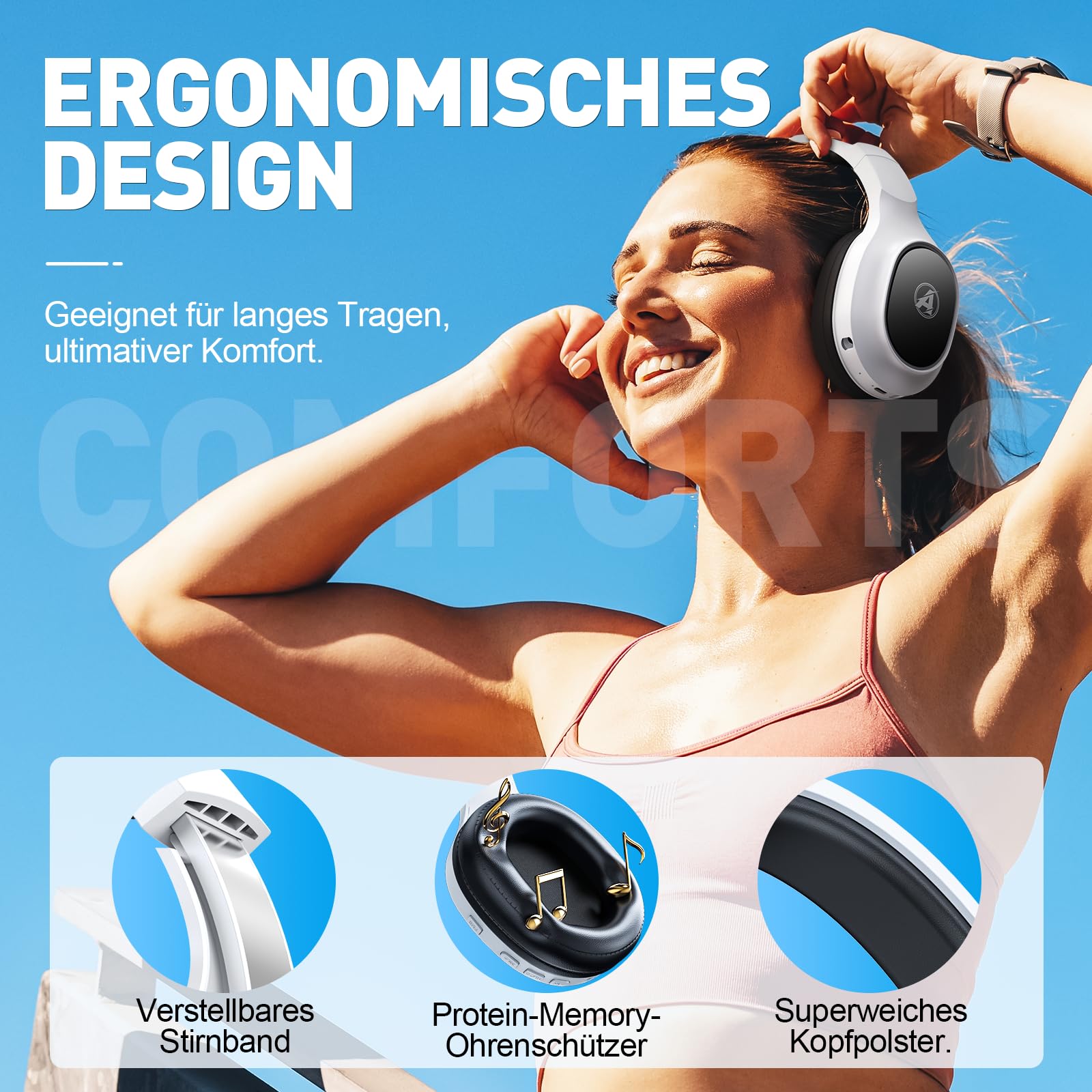 PH1 Wireless Gaming Headset 50H Akku & Spielen beim Laden, 2.4GHz+BT(≤20ms), Surround Sound Headphone Mit Mikrofon für Streaming/FIFA/CS:GO, Kompatibel für PS5/PS4/Switch, Cream White