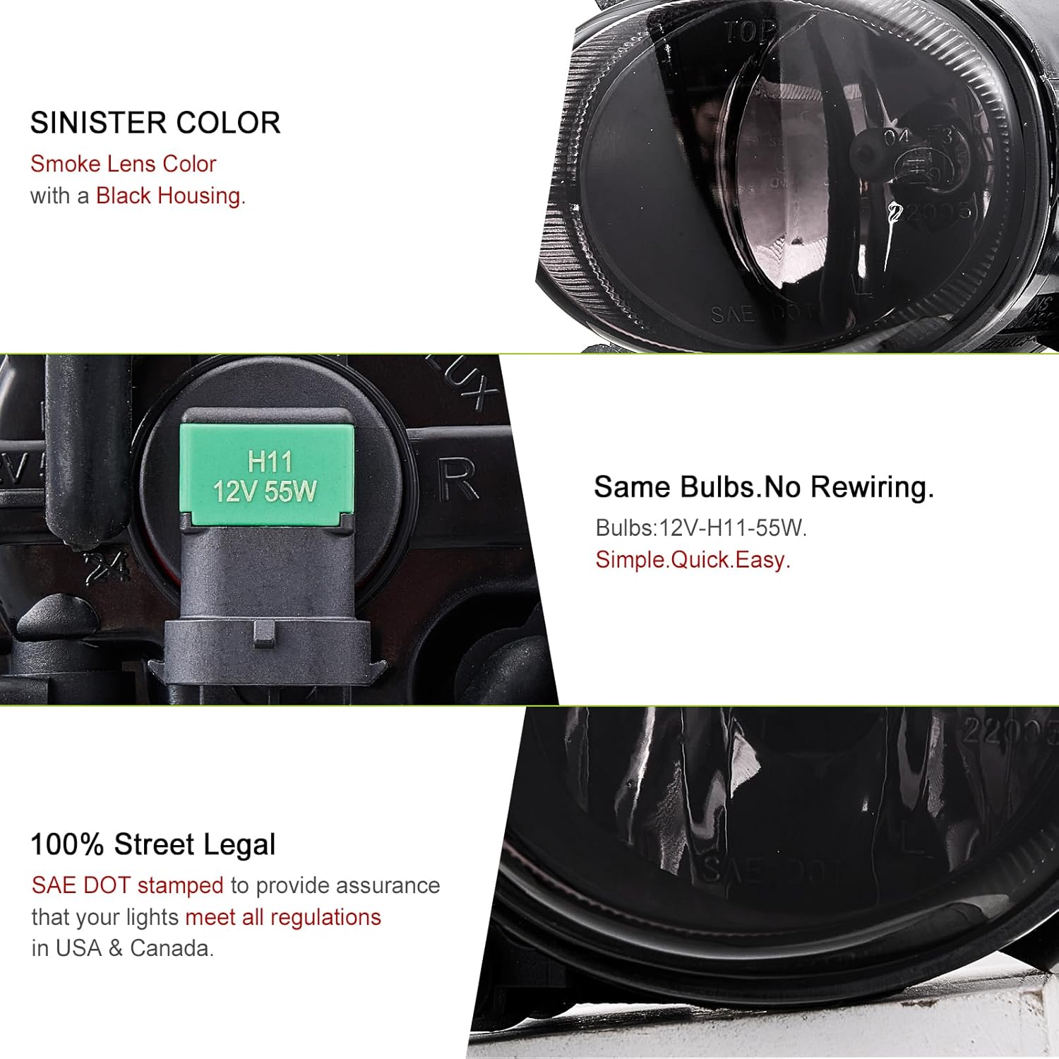 Fog Lights Fit for 2008-2013 Audi A3 Quattro Base/TDI Hatchback; Sport Package A4/S4 (Quattro Cabriolet Convertible, Sedan, Avant Wagon) 2005-2008 Smoke glass