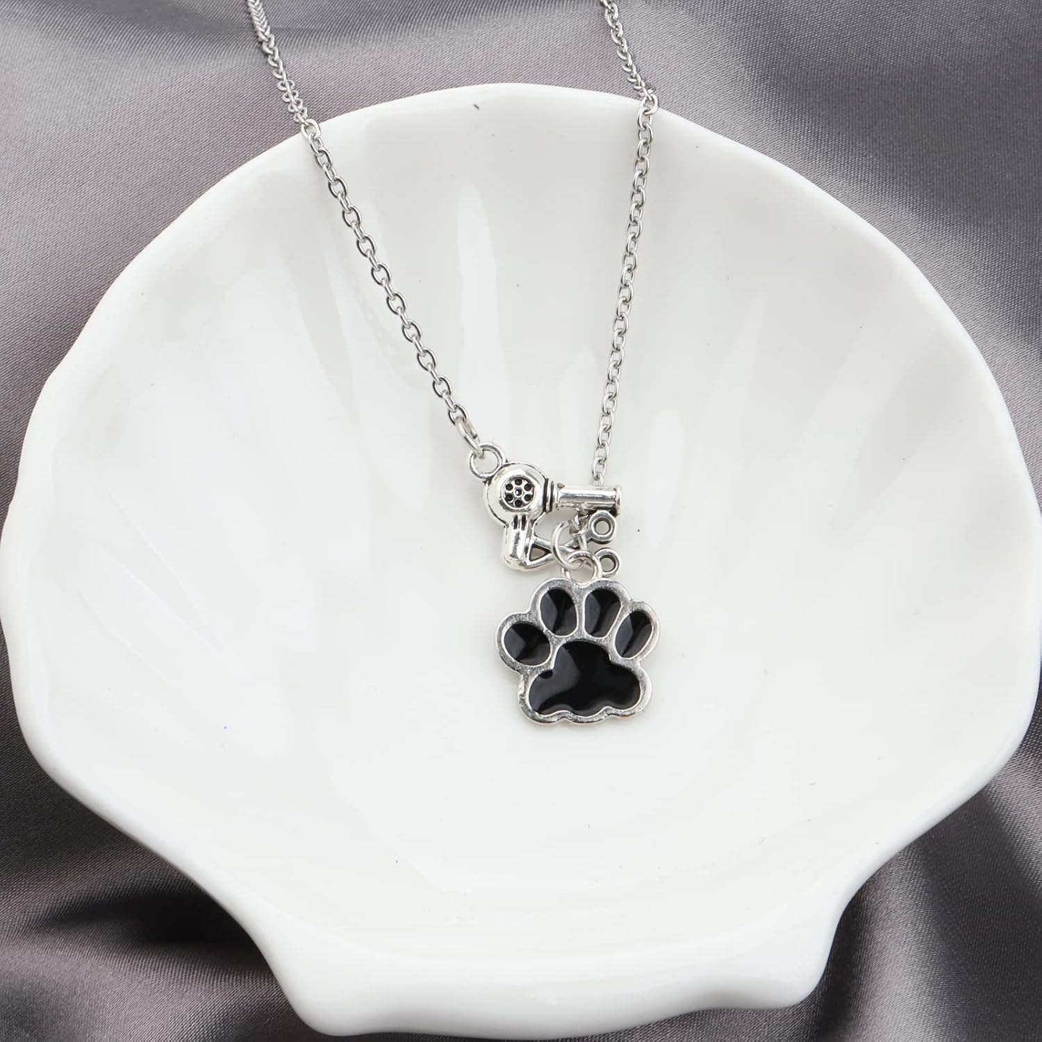 MYOSPARK Dog Paw Print Pendant Necklace - Dog Groomer Gift