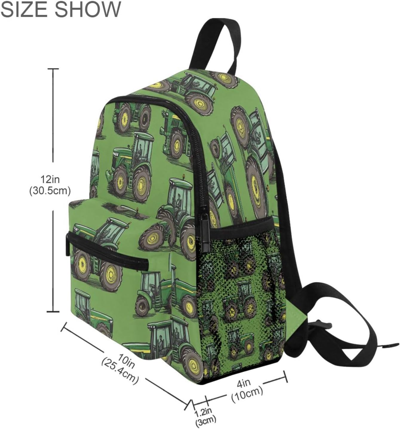 Childish Tractors Green Toddler Backpack Birthday For Boys Girls Durable Kids School Book Bag