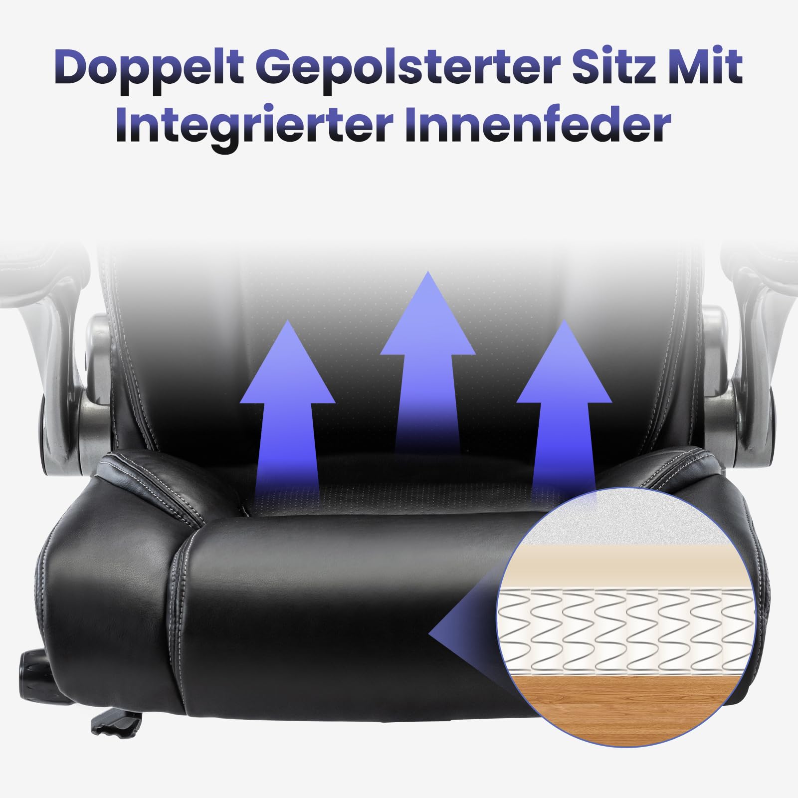 COLAMY Bürostuhl Ergonomisch, Chefsessel mit Hoher Rückenlehne, Ergonomischer 360° Drehstuhl für Büro, Schreibtischstuhl Lederstuhl mit Verstellbarer Neigungsverschluss, Schwarz