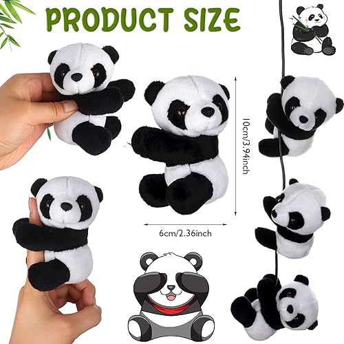 Miniatura 2 de 12 piezas de panda de dedo de peluche de 4 pulgadas, clips de cortina para notas, clips para fotos, lindo juguete de panda para niños, decoración
