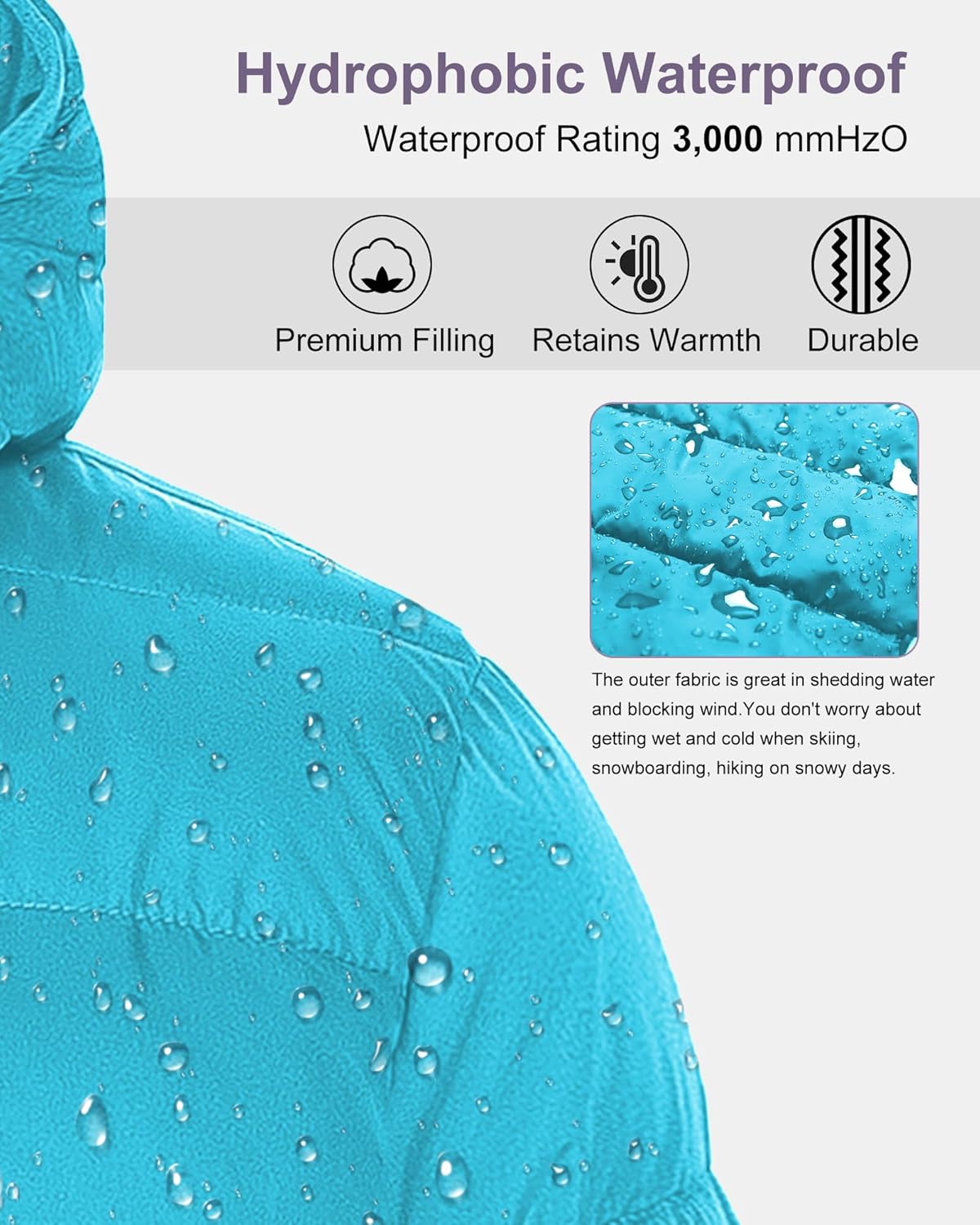Chrisuno Women's Plus Size Lightweight Puffer Jacket Packable Winter Warm Quilted Bubble Coat Waterproof Windproof Hooded - Image 5