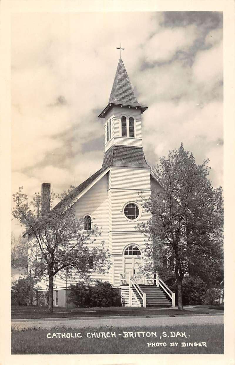 Britton South Dakota Catholic Church Real Photo Antique Postcard K82202 Office