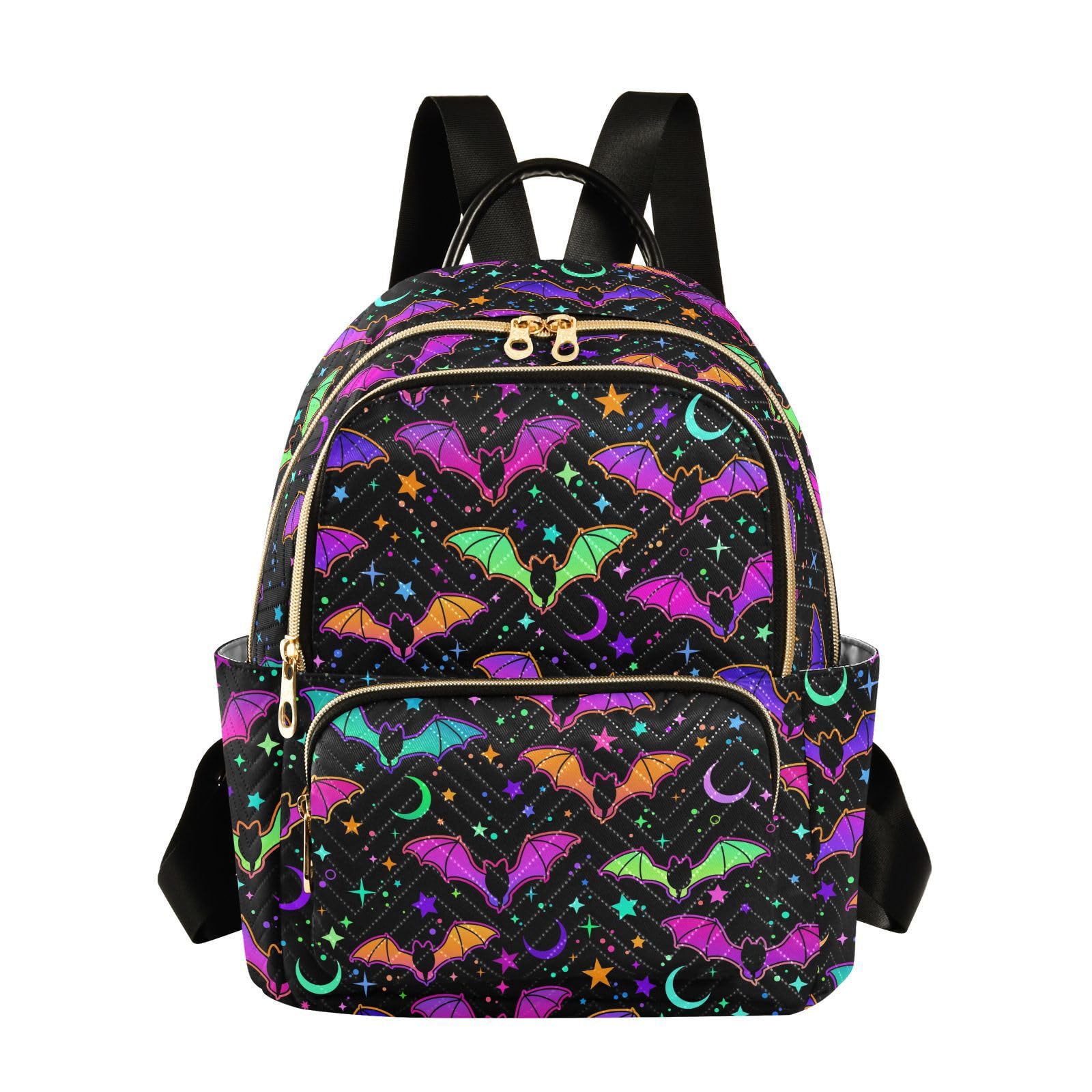 Colorful Bats Mini Backpack Fashion Purse for Women,M