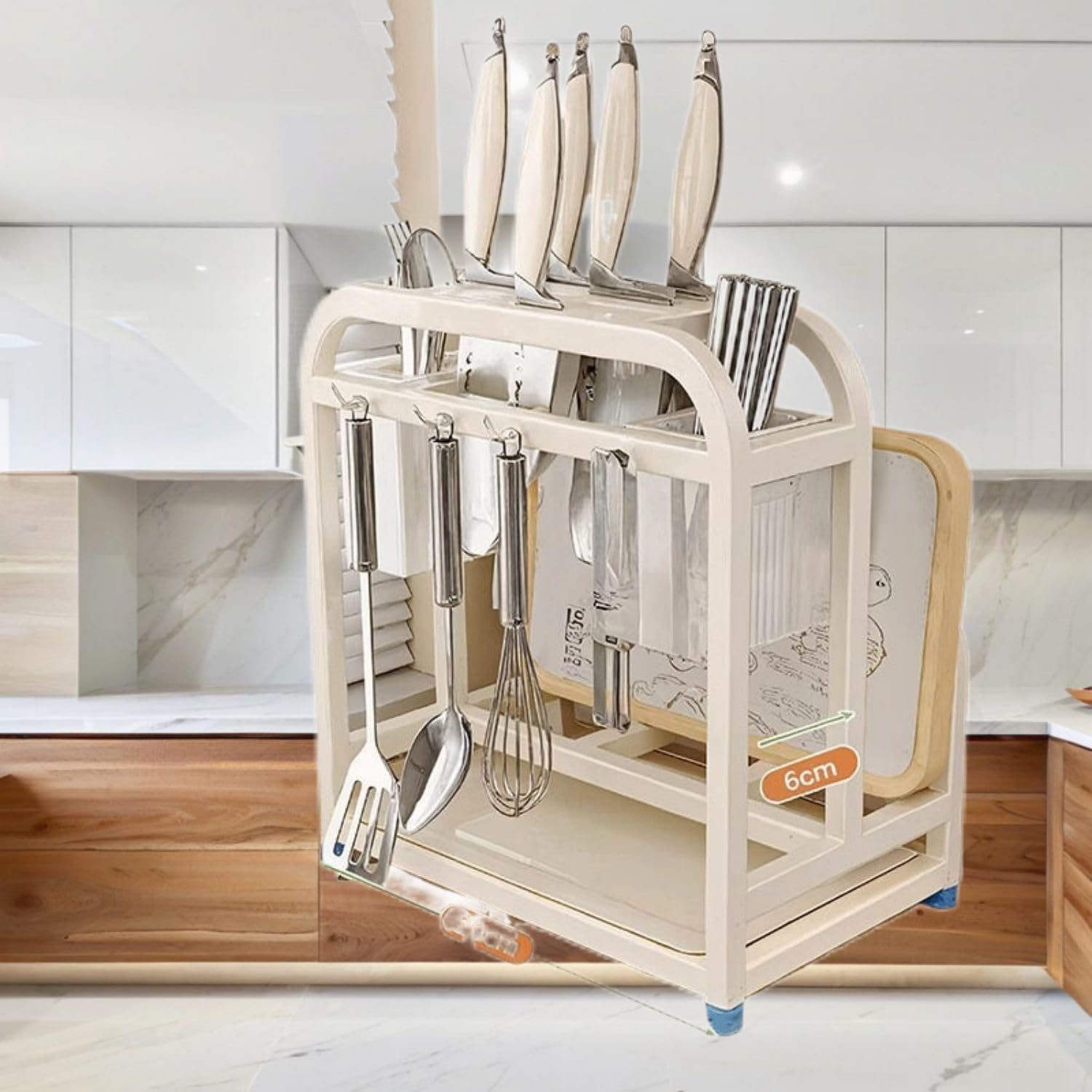 厨房 Kitchen Gadgets, Cook Accessories 刀架置物架 Sink Organizers and Storage 台面2025新款不锈钢多功能菜板刀具筷笼一体收纳架 KCookware Accessories - 295