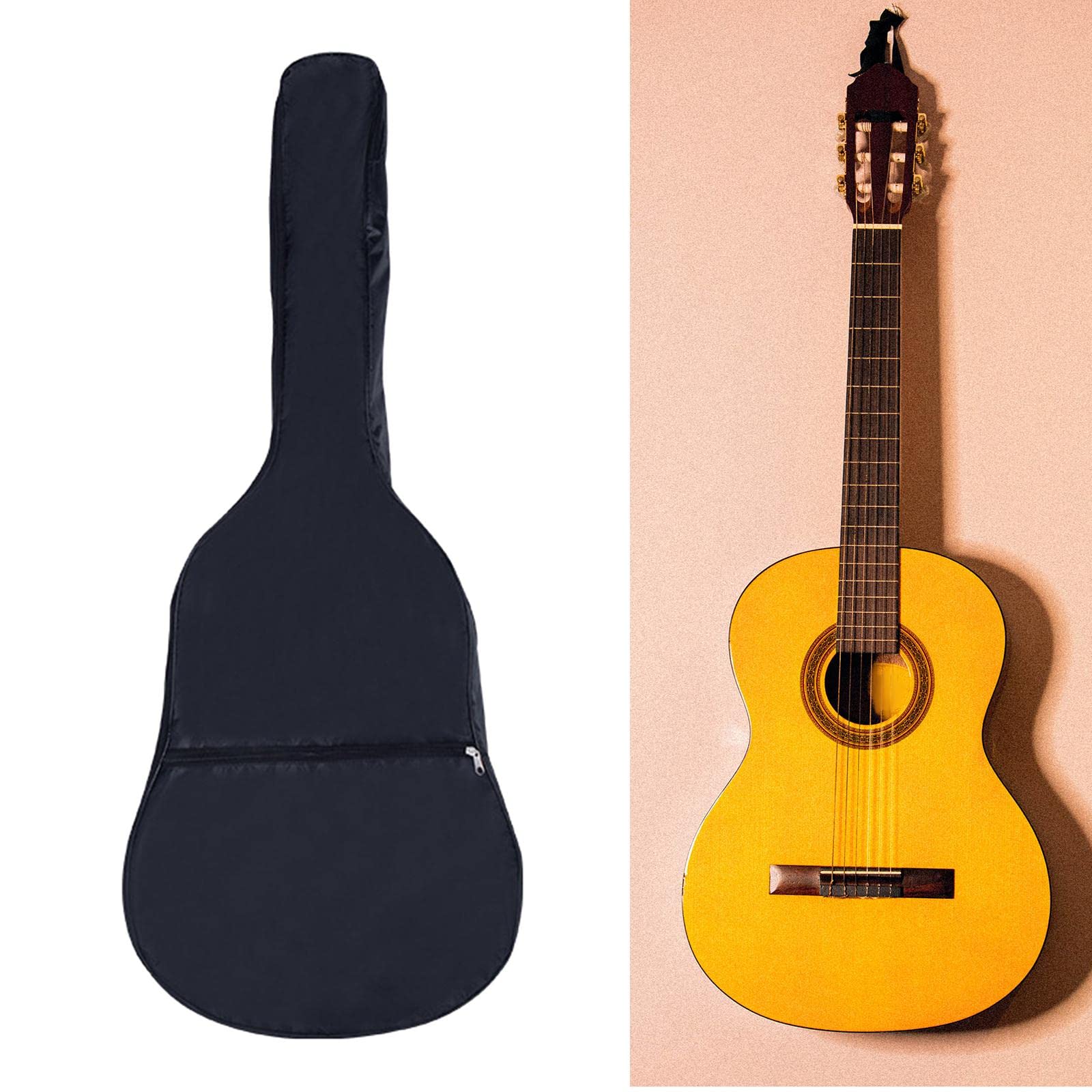 Etui na gitarę Gig Bag Hemming Design z paskiem na akcesoria do książek, 3 zestaw (czarny), 106.5cmx39cm, jako opis