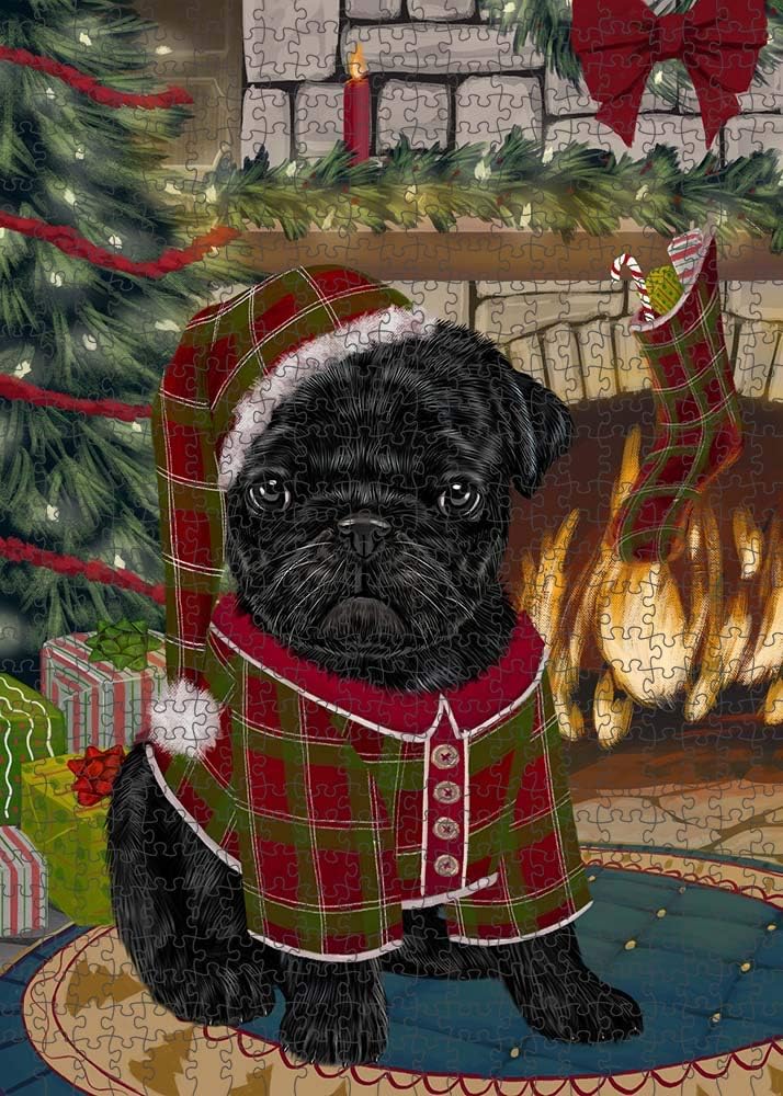 Christmas Stocking was Hung Pug Dog Jigsaw Puzzle for Adults - Animal Printed Interlocking Puzzle Game Artwork - Gift for Dog Lover's -1000 Pcs 29.5"x19.7", PZLE52051