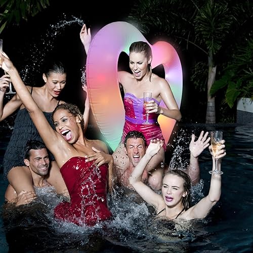 Miniatura 6 de Blublu Park Flotador inflable de corazón para piscina, 47.3 x 39.4 pulgadas, anillos de natación Sweet Love Flotadores tubo para verano, diversión