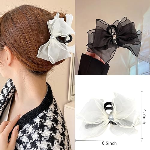 Miniatura 5 de CUBACO 2 pinzas de metal para el cabello para mujer, pinzas de lazo de encaje para niñas y mujeres, elegantes pinzas de pelo con diamantes de