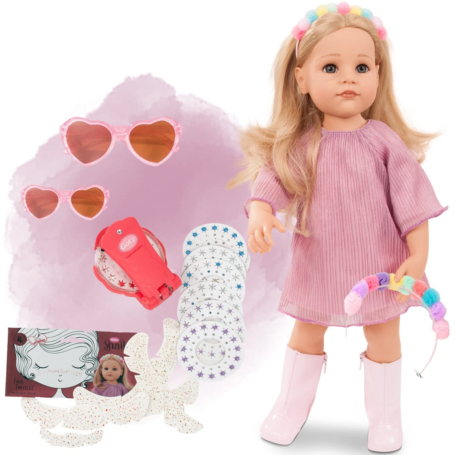 Götz 2159096 Hannah Be My Mini Me Puppe 50 cm Stehpuppe 26-TLG | für Kinder ab 3 Jahren, blonde Haare, blaue Augen, Styling-Set, Glitzeraccessoires, frisierbar, Vinylhartkörper