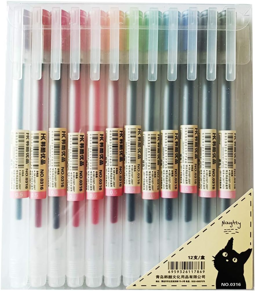 sencoo 12 pack Premium Gel Ink Pen Fine Point Pens Ballpoint Pen 0.5mm for Japanese Office School Students Stationery Supply Children Gift Pens
